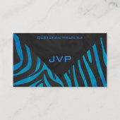 Zebra Schwarz und Blau mit Monogramm Visitenkarte (Rückseite)
