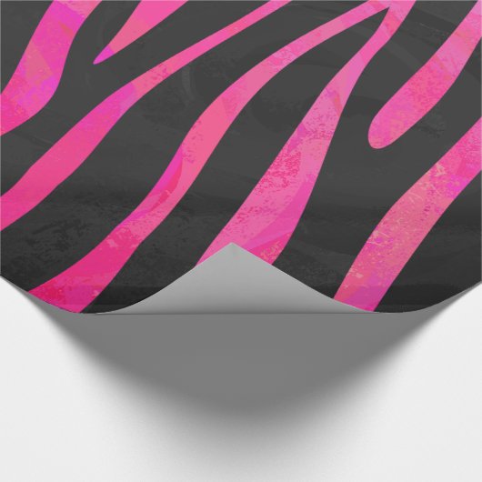 Zebra-Schwarz-und Pink-Druck Geschenkpapier (Ecke)