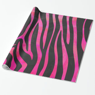 Zebra-Schwarz-und Pink-Druck Geschenkpapier