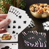 Zebra Schwarz und Rosa Monogramm Spielkarten (In Situ)