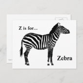 Zebra - Schwarz und Weiß Postkarte (Vorne/Hinten)
