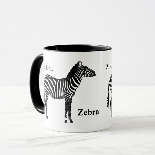 Zebra - Schwarz und Weiß Tasse (Vorderseite Links)