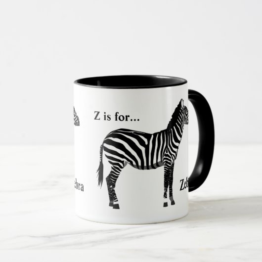 Zebra - Schwarz und Weiß Tasse (VorderseiteRechts)