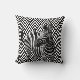Zebra Schwarz-weiß Art Deco Geometrie Urban Kissen