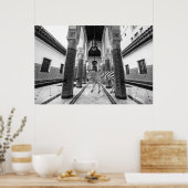 Zebra Schwarz-weiß Gebäude Landschaft Poster (Küche)