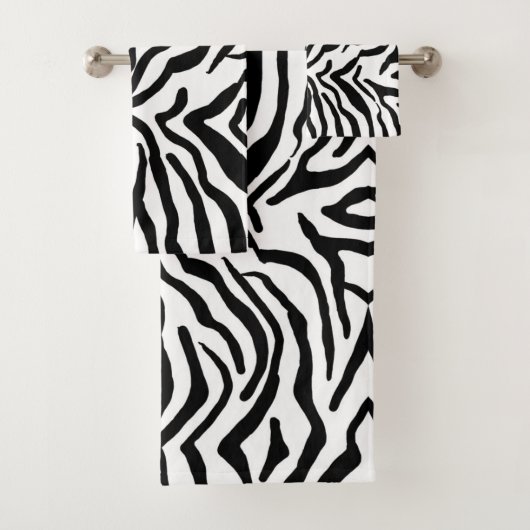 Zebra Schwarz-Weiß-Hide-Fellmuster Badhandtuch Set (Insitu)