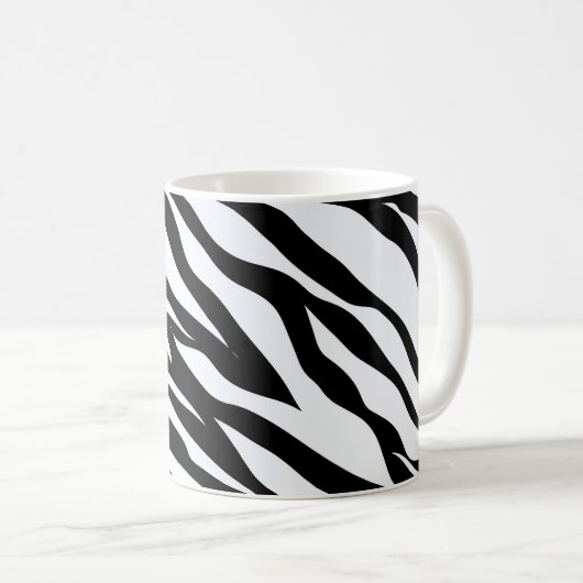 Zebra-Schwarz-Weiß-Muster Kaffeetasse (VorderseiteRechts)