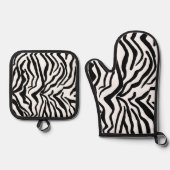 Zebra Schwarz-Weiß-Muster verborgen Ofenhandschuh & Topflappen-Set (Vorderseite)