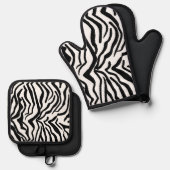 Zebra Schwarz-Weiß-Muster verborgen Ofenhandschuh & Topflappen-Set (Vorderseite/Rückseite)