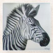 Zebra Schwarz-Weiß-Porträt Glasuntersetzer (Vorderseite)