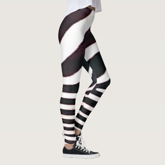 Zebra-Schwarz-Weiß-Streifen Drucke Leggings (Rechts)
