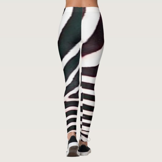 Zebra-Schwarz-Weiß-Streifen Drucke Leggings (Rückseite)