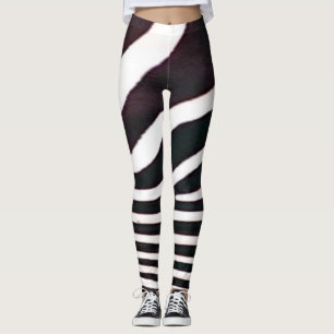 Zebra-Schwarz-Weiß-Streifen Drucke Leggings