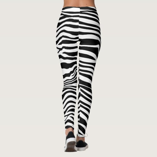 Zebra Schwarz-weiße Streifen Leggings (Rückseite)