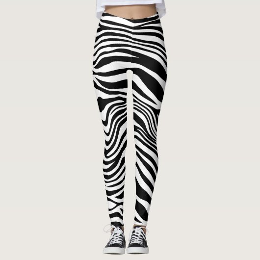 Zebra Schwarz-weiße Streifen   Leggings (Vorderseite)