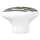 Zebra schwarzer Ecru Streifen-Tierdruck-Muster Keramikknauf (Seitenansicht)