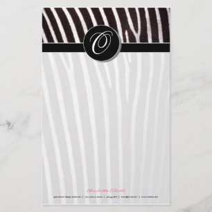 Zebra; schwarzes Monogramm Briefpapier