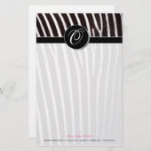 Zebra; schwarzes Monogramm Briefpapier (Vorne/Hinten)