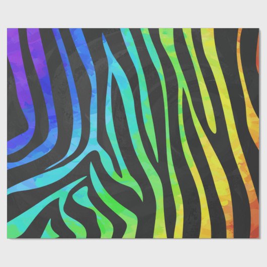 Zebra-Schwarzes und Regenbogen-Druck Geschenkpapier (Flach)
