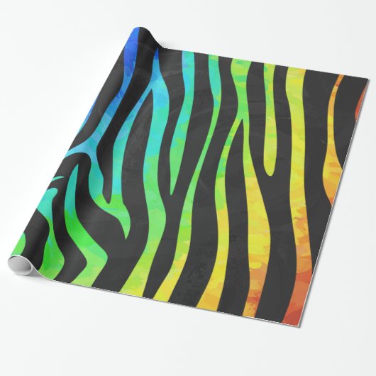 Zebra-Schwarzes und Regenbogen-Druck Geschenkpapier (Ungerollt)