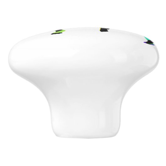 Zebra-Schwarzes und Regenbogen-Silhouette Keramikknauf (Seitenansicht)