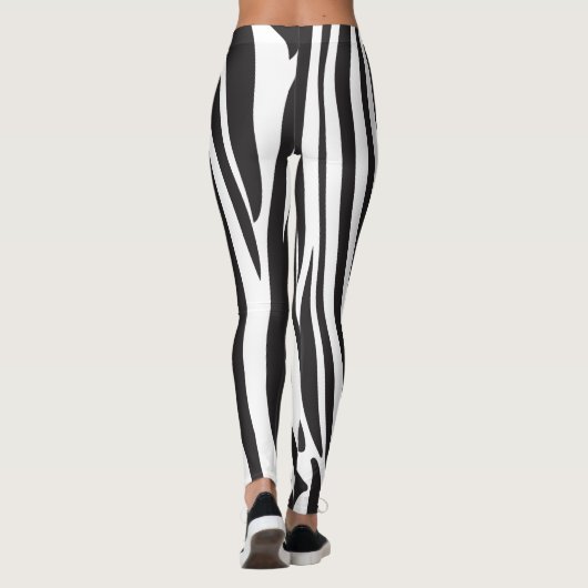 Zebra Schwarzweiß Print Streifen Muster trendy Leggings (Rückseite)