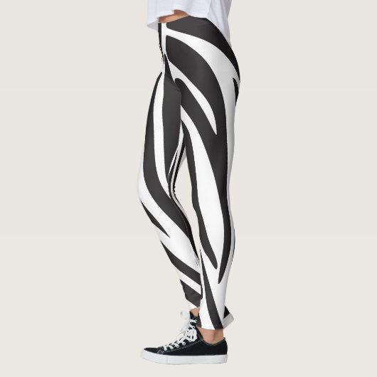 Zebra Schwarzweiß Print Streifen Muster trendy Leggings (Links)