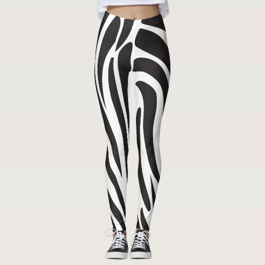 Zebra Schwarzweiß Print Streifen Muster trendy Leggings (Vorderseite)