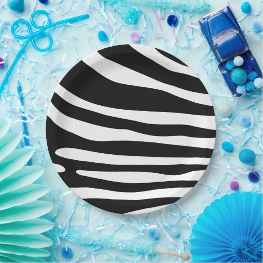 Zebra-Schwarzweißdruck Pappteller (Party)
