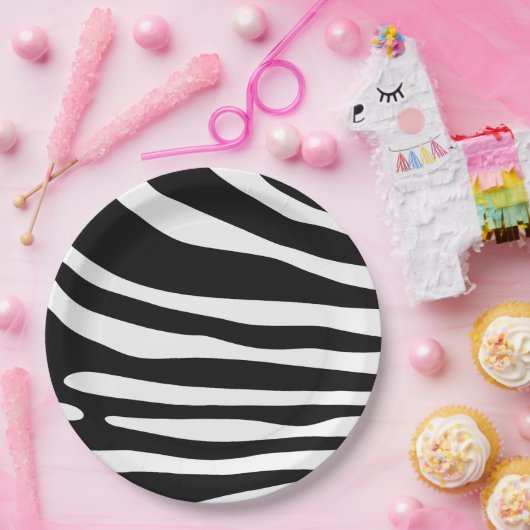Zebra-Schwarzweißdruck Pappteller (Party)