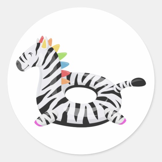 Zebra Schwimmhilfe Pool Geburtstagsfeier Runder Aufkleber (Vorderseite)