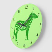 Zebra - Shades of Lime Green Große Wanduhr (Winkel)
