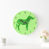 Zebra - Shades of Lime Green Große Wanduhr (Zuhause)
