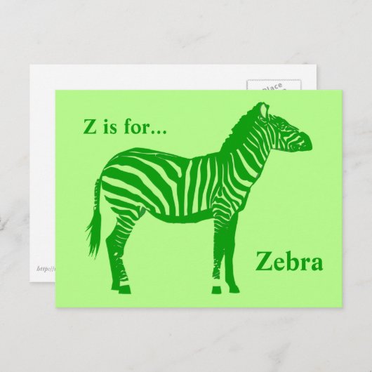 Zebra - Shades of Lime Green Postkarte (Vorne/Hinten)