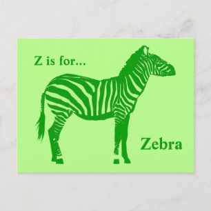 Zebra - Shades of Lime Green Postkarte