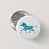 Zebra Silhouette Blau und Weiß Button (Vorne & Hinten)