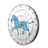 Zebra Silhouette Blau und Weiß Dartscheibe (Vorderseite rechts)