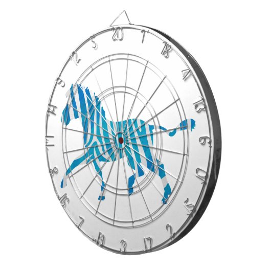 Zebra Silhouette Blau und Weiß Dartscheibe (Vorderseite rechts)