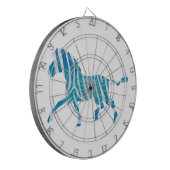Zebra Silhouette Blau und Weiß Dartscheibe (Vorderseite Links)