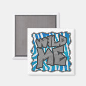 Zebra Silhouette Blau und Weiß Design Magnet (Vorderseite/Rückseite)