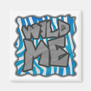 Zebra Silhouette Blau und Weiß Design Magnet