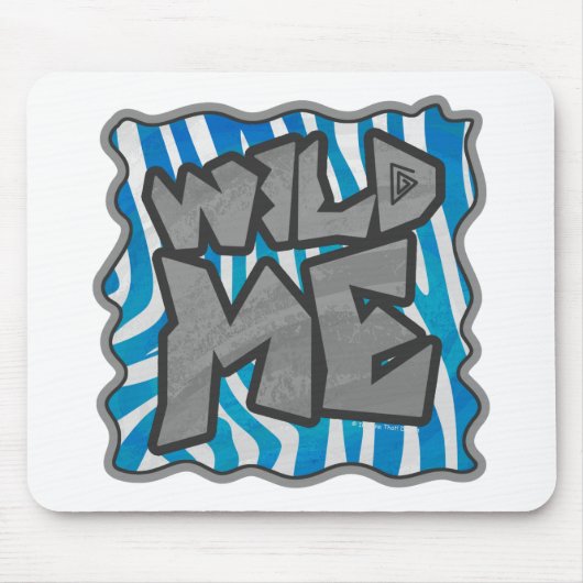 Zebra Silhouette Blau und Weiß Design Mousepad (Vorne)