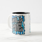 Zebra Silhouette Blau und Weiß Design Zweifarbige Tasse (Vorderseite Links)