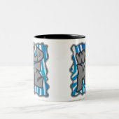 Zebra Silhouette Blau und Weiß Design Zweifarbige Tasse (Mittel)