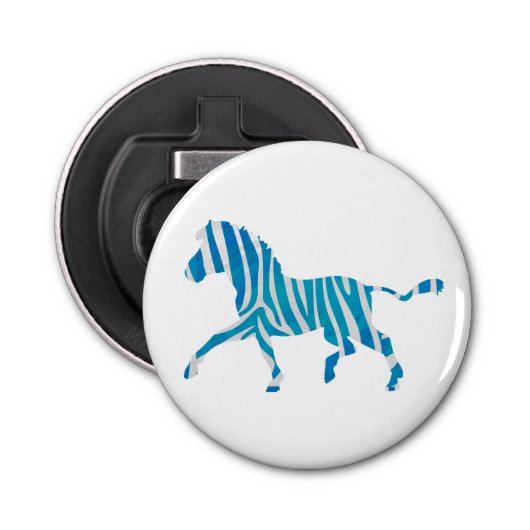 Zebra Silhouette Blau und Weiß Flaschenöffner (Vorderseite)