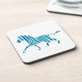 Zebra Silhouette Blau und Weiß Getränkeuntersetzer (Linke Seite)