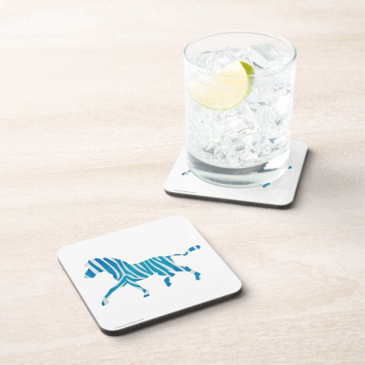 Zebra Silhouette Blau und Weiß Getränkeuntersetzer (Rechte Seite)