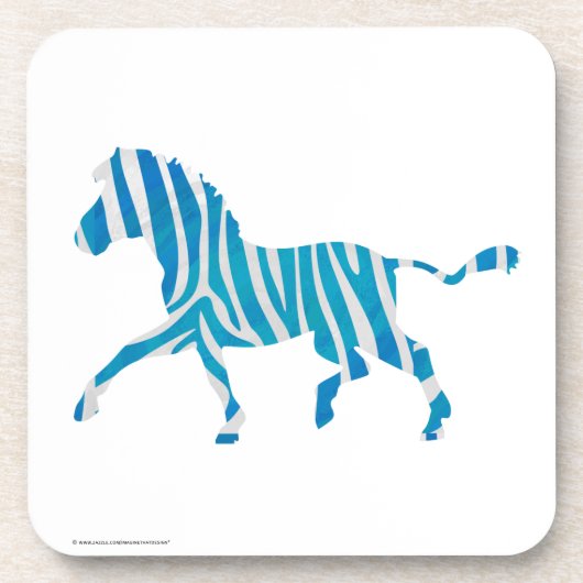 Zebra Silhouette Blau und Weiß Getränkeuntersetzer (Vorderseite)