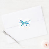 Zebra Silhouette Blau und Weiß Herz-Aufkleber (Umschlag)