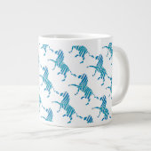 Zebra Silhouette Blau und Weiß Jumbo-Tasse (Vorderseite Rechts)
